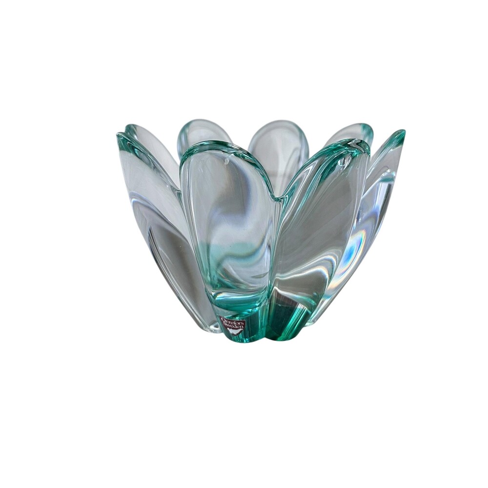 Vintage Orrefors Swedish Crystal Lotus Flower Petal Bowl by Lars Hellsten - Picture 3 of 6